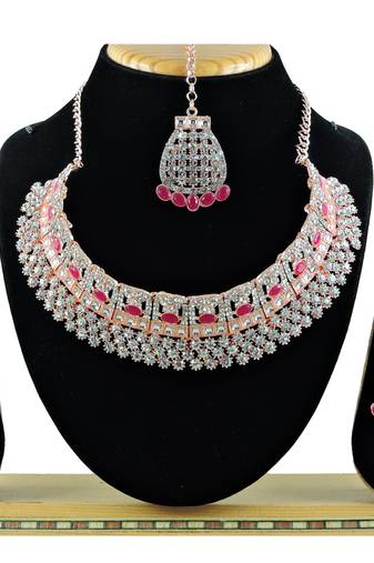 Red designer function wear ad necklace set