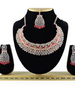 Red designer function wear ad necklace set