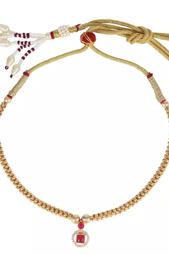 Traditional round and oval shape golden balls gold plated choker necklace for women