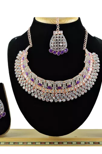 Purple designer function wear ad necklace set