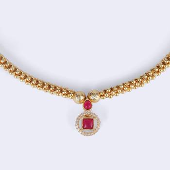Traditional round and oval shape golden balls gold plated choker necklace for women 3