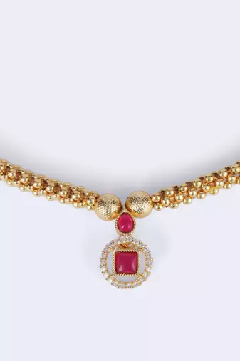 Traditional round and oval shape golden balls gold plated choker necklace for women