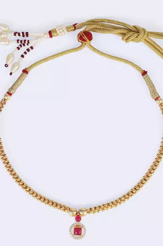 Traditional round and oval shape golden balls gold plated choker necklace for women