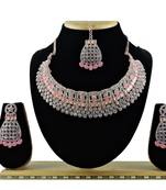 Pink designer function wear ad necklace set