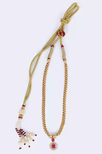 Traditional round and oval shape golden balls gold plated choker necklace for women