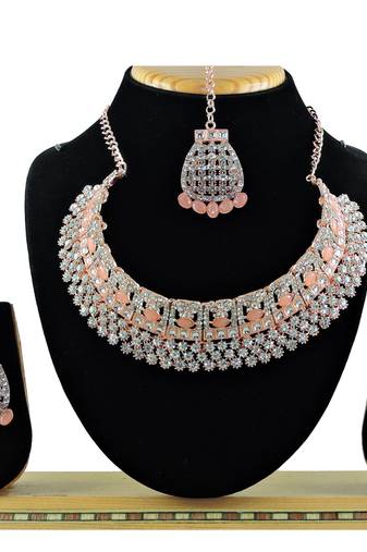 Orange designer function wear ad necklace set