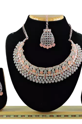 Orange designer function wear ad necklace set