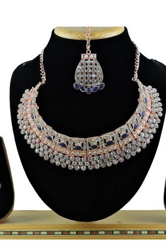 Blue designer function wear ad necklace set