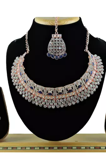 Blue designer function wear ad necklace set