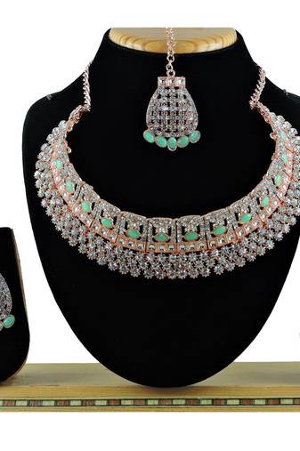 Green designer function wear ad necklace set
