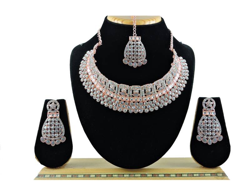 Grey designer function wear ad necklace set