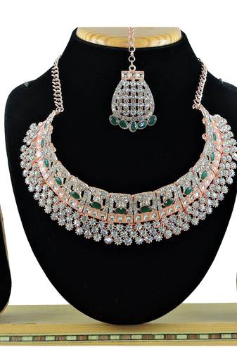Green designer function wear ad necklace set