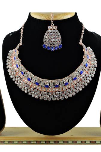 Blue designer function wear ad necklace set