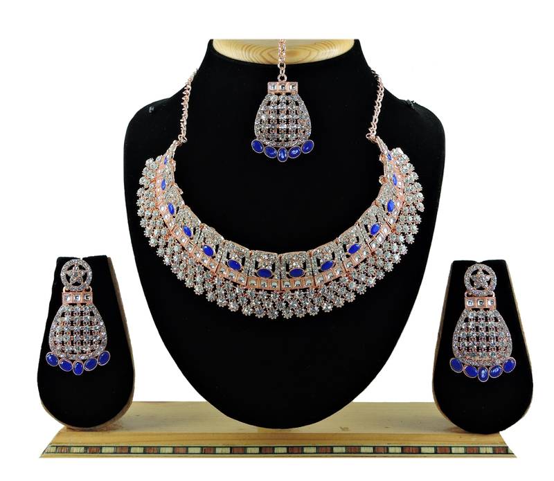 Blue designer function wear ad necklace set