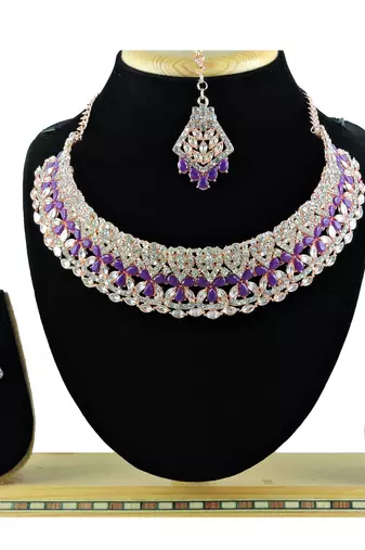 Purple designer function wear ad necklace set
