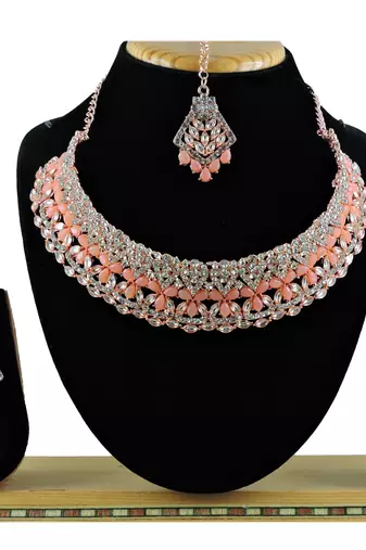 Orange designer function wear ad necklace set