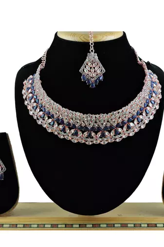 Blue designer function wear ad necklace set