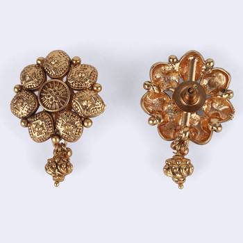Traditional round and flower design gold plated choker necklace set for women 4