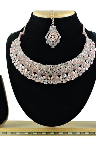Grey designer function wear ad necklace set