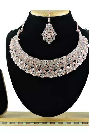 Grey designer function wear ad necklace set