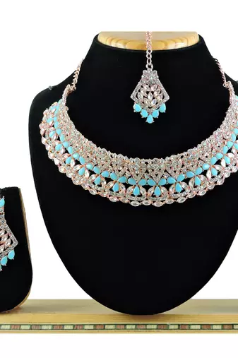 Turquoise designer function wear ad necklace set