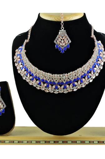 Blue designer function wear ad necklace set