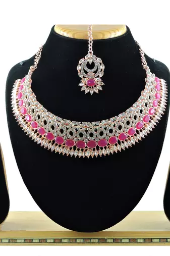 Red designer function wear ad necklace set