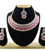 Red designer function wear ad necklace set