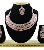 Pink designer function wear ad necklace set