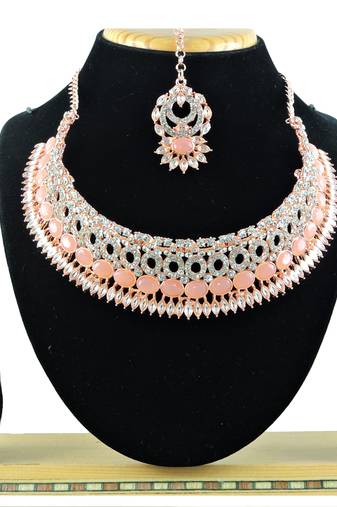 Orange designer function wear ad necklace set