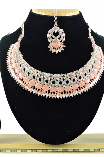 Orange designer function wear ad necklace set