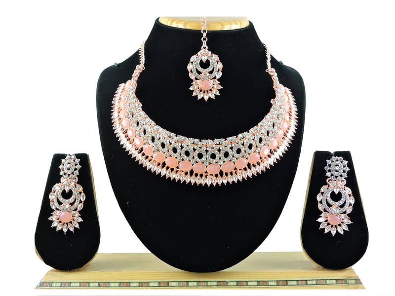 Orange designer function wear ad necklace set