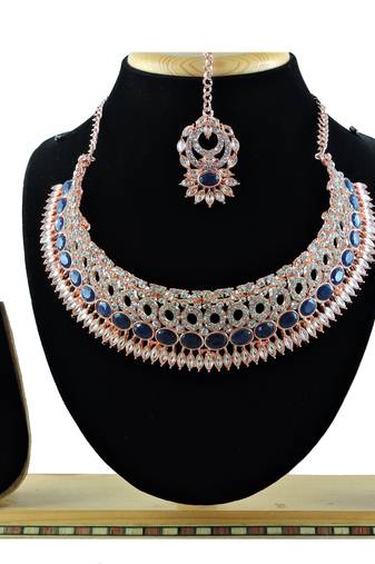 Blue designer function wear ad necklace set