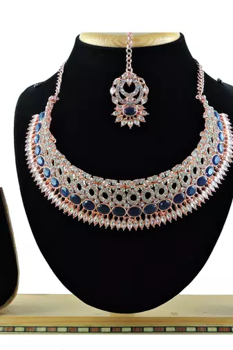 Blue designer function wear ad necklace set