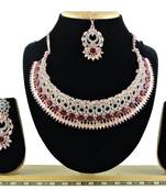 Maroon designer function wear ad necklace set