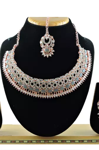 Grey designer function wear ad necklace set