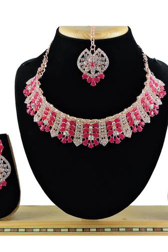 Red designer function wear ad necklace set