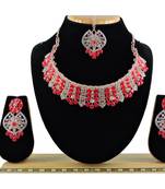 Red designer function wear ad necklace set