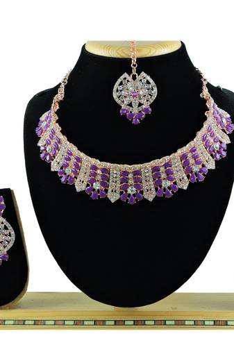 Purple designer function wear ad necklace set