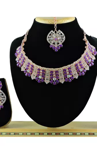 Purple designer function wear ad necklace set