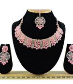 Pink designer function wear ad necklace set