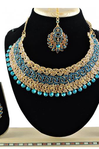 Turquoise designer function wear ad necklace set