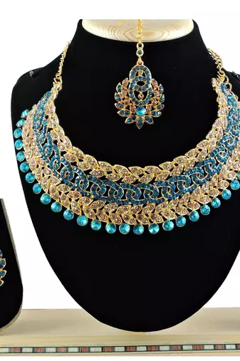 Turquoise designer function wear ad necklace set