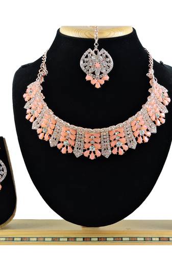 Orange designer function wear ad necklace set
