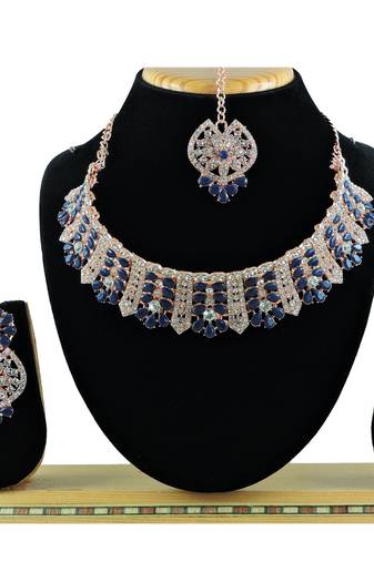 Blue designer function wear ad necklace set