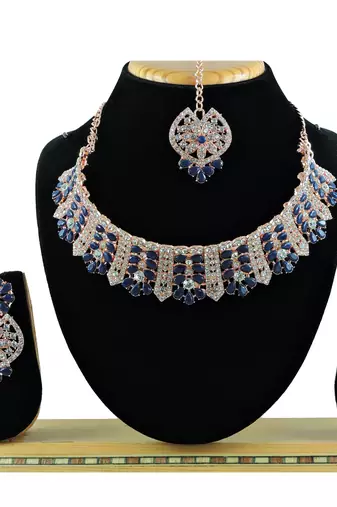 Blue designer function wear ad necklace set