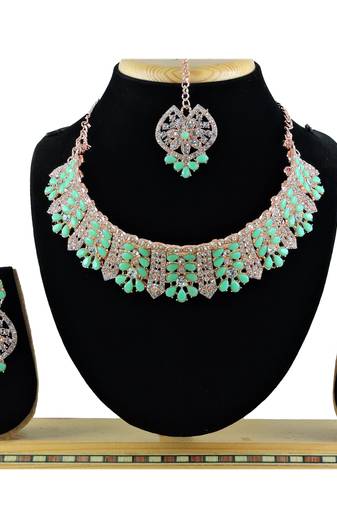 Green designer function wear ad necklace set