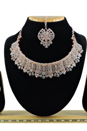Grey designer function wear ad necklace set