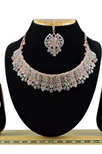 Grey designer function wear ad necklace set