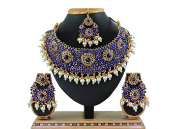 Blue designer function wear ad necklace set 1